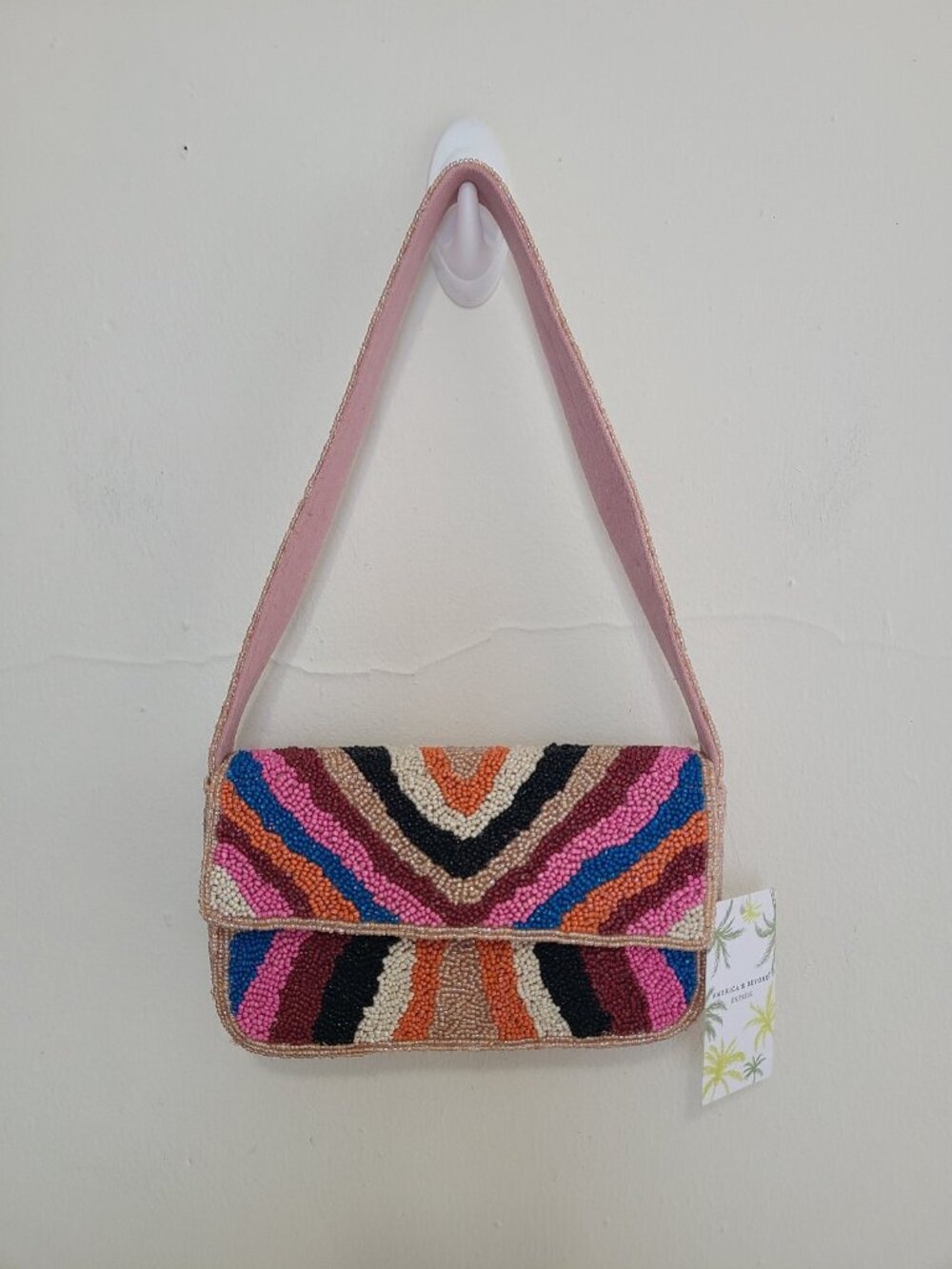 NWT America & Beyond Beaded Multicolor Striped Handbag Mini Purse